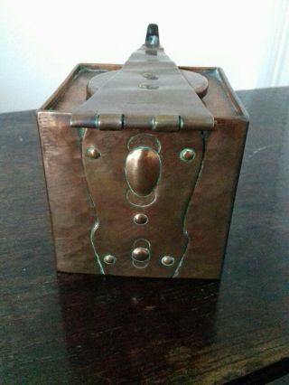 Newlyn Copper Square Inkwell Fish Weed Bubbles Cornish Arts And Crafts Stamped 3