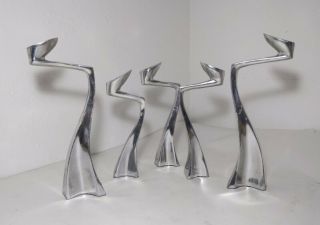 5x Modern Aluminum Sculptural Swan Candle Stick Holder Matthew Hilton SCP Design 2