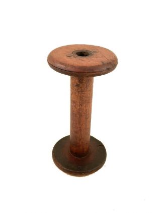Vintage Wooden Industrial Thread Spool Bobbin 7” Long 2