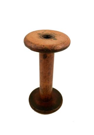 Vintage Wooden Industrial Thread Spool Bobbin 7” Long 3