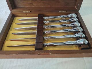 Vintage Carvel Hall Cutlery Knife Set Stainless Steel Walnut Box Mid Century