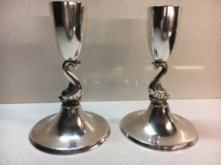 Sterling " Dolphin " Candlesticks Mexico
