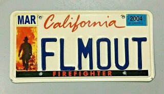 California Firefighter License Plate " Fireman In Flaming Inferno " Tag Flmout
