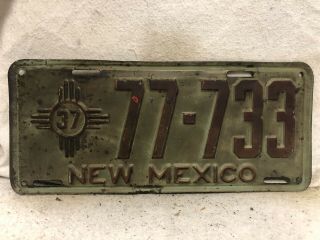 Vintage 1937 Mexico License Plate Paint Rare