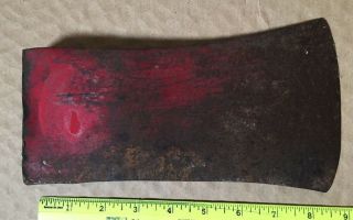 Large Big Heavy Vintage Axe Head 5,  Pounds Red,  Rusted,  Cracked,  Forestry Fire