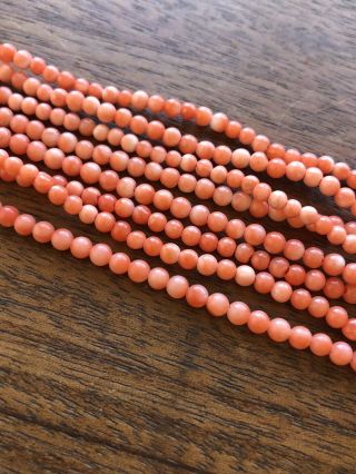 Vintage Old Stock 3mm Natural Angel Skin Coral Round Salmon Beads 14in Strand