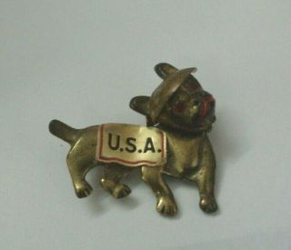 Vintage Wwi Era Usa Marine Mascot Bulldog Pin W Nodder Head