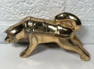 Vintage Gold Brass Tone Brockway Truck Siberian Husky Hood Ornament Sleg Sog