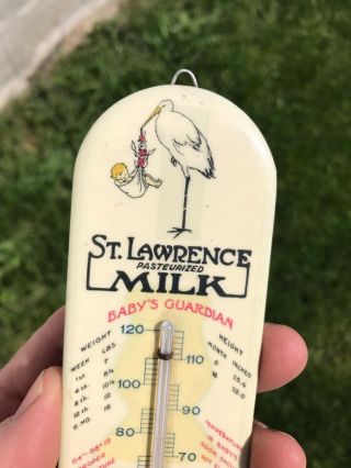 Antique St Lawerce Farm Dairy Milk Baby’s Dairy Advertising Thermometer