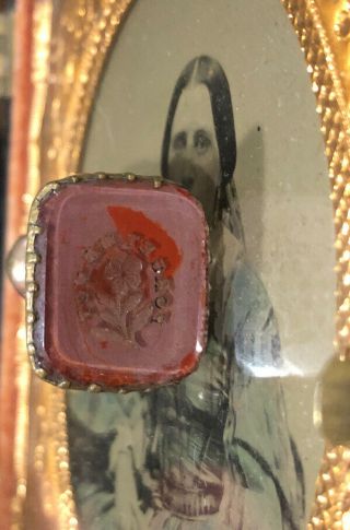 Antique 19th Century Victorian Intaglio Wax Seal Stamp Fob Forget Me Not