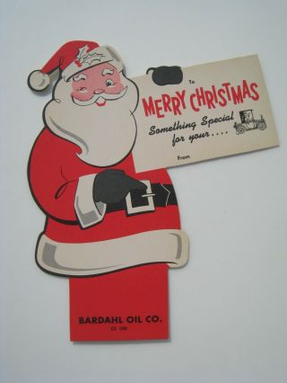 Vintage Bardhal Oil Cardboard Die Cut Santa Display (nos)