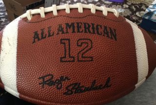 Roger Staubach Reach Vintage “ALL AMERICAN 12” Grain Leather Football 2