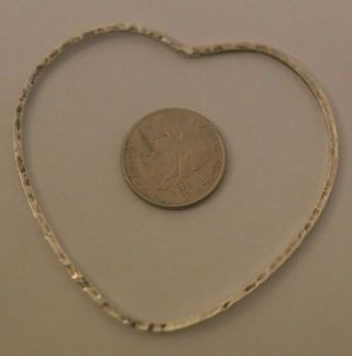 Vintage Hand Hammered Sterling Silver Bangle Bracelet Heart Shaped Hand Made