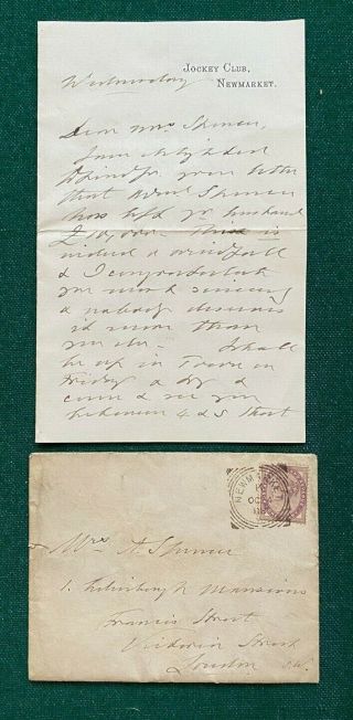 Antique Posted Letter Signed Prince Wales King Edward Vii Jockey Club Horse 1888