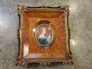 Antique Hand Painted Victorian Portrait Painting Young Lady Signed Virginia