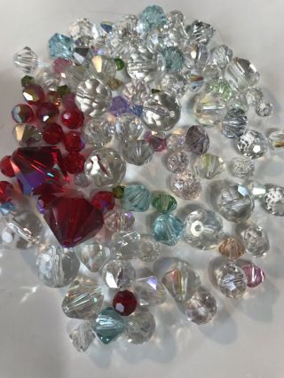 Vintage And Mixture Of Austrian Crystal Swarovski Beads 100 Piece