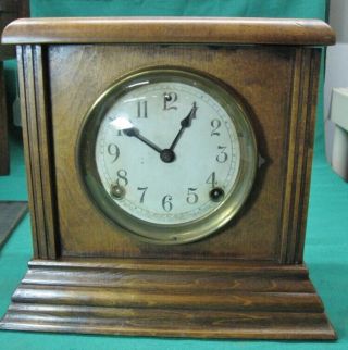 Antique Sessions Wooden Mantle Clock Chimes Runs Great; Circa 1910