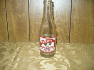 Old Vintage Purity Beverages 7 Oz.  Glass Soda Bottle Red Paint