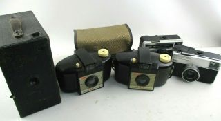 5 Retro Vintage Cameras Incl Kodak Bakelite Brownie 127,  Instamatic,  Box Camera