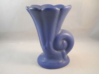 Vintage Small Monmouth Pottery Blue Cornucopia Planter/ Vase