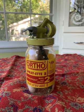 Vintage Lawn Garden Spraer Ortho Spray - Ette 2 Glass Bottle Jar W\instructions