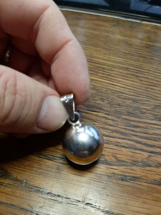 Tr - 145 Sterling Silver Ball Bell Jingle Chime Charm Pendant Vtg