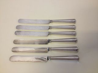 Antique Set Of 6 Watson Sterling Silver Handled Wentworth Pattern Butter Knives