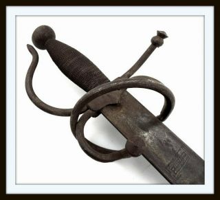 Antique Renaissance Style Spanish Toledo Swept - Hilt Rapier Broad Sword