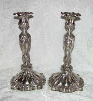 Pair Antique Victorian Hudsons Bay Company Silver Plate Candlesticks Circa 1850