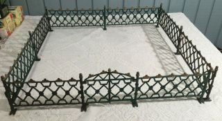10 Pc Antique Pat.  1894 Victorian Cast Iron Feather Tree Train Layout Toy Fence