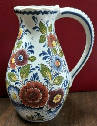 Vintage Delft Polychrome Small Pitcher Jug Hand Painted Made In Holland Pristine