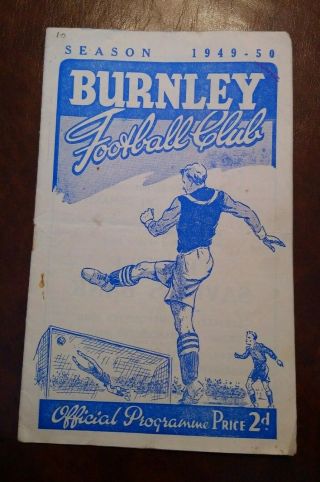 Vintage Burnley V Aston Villa Football Programme 1949 - 50 Season