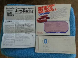 Vintage 1972 Nascar Miller High Life 500 Pamphlet Flyer Ontario Motor Speedway