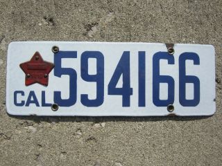 California 1919 Porcelain License Plate With Matching Tab 594166