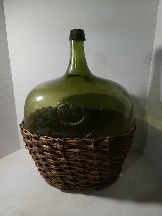 ⭐️ Wow Incredible Large Antique Green Glass Wine Bottle Jug