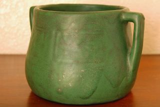 Fantastic Antique Weller Pottery Arts Crafts Bedford Matte Green 2 - Handled Bowl
