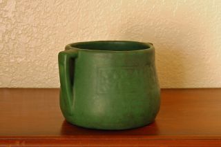Fantastic Antique Weller Pottery Arts Crafts Bedford Matte Green 2 - Handled Bowl 2