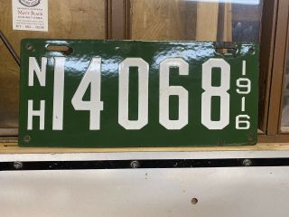 Antique Nh 1916 Hampshire Porcelain License Plate Tag 102 Years 14068