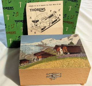 Antique Thorens Music Box Switzerland Ad 30 Org Box - 10 Discs 4.  5 " - Plays