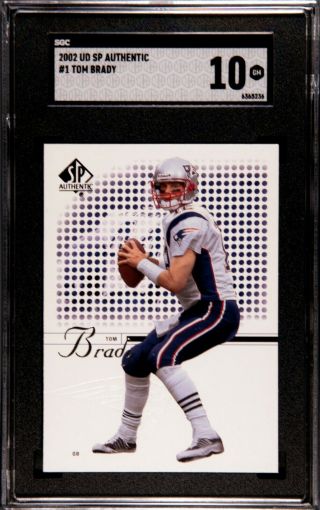 2002 Sp Authentic 1 Tom Brady,  Sgc 10 Gem,  Goat,  Tampa Bay,  Patriots