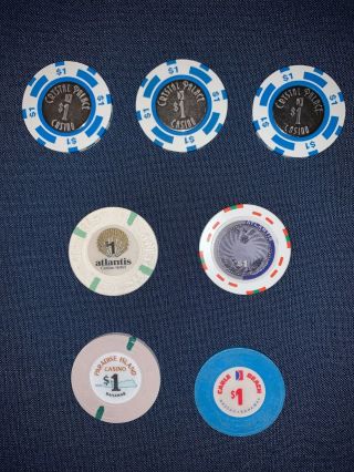 Vintage Collectible Set of $1 Bahamas Casino Chips - Playboy Club & Others 2