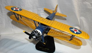 Vintage Us Navy Boeing Pt - 17 Stearman Yellow Desk Display Model 1/24 Airplane
