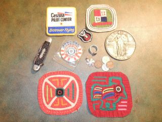 Junk Drawer Cleanout,  Old Patches,  Vintage Pocket Knife,  Ring And Pendant