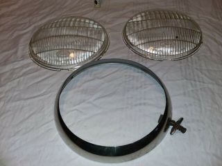 Vintage Ford Twolite Headlamp Lenses Glass Set Of 2 - One Ring Headlights