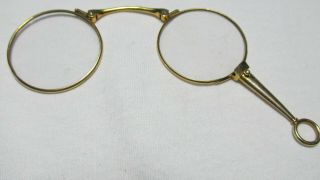 Antique Vintage Solid 14 K Gold Folding Eye Opera Lorgnette Glasses,