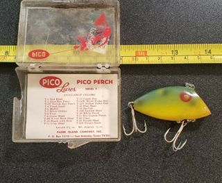 Vintage Pico Perch Fishing Lure Frog In Correct Box