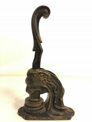 Scroll Handle Antique Cast Iron Lion Head Notary Press Stamp Seal Made In USA 3