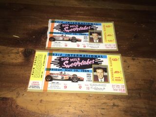 Vintage 1969 Indianapolis 500 Ticket Stubs (53rd Running) One W/rain Check.