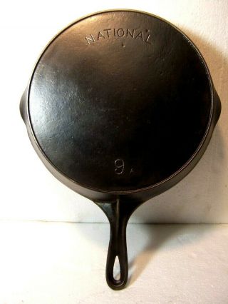Vintage Antique Wagner Ware National Cast Iron Skillet 9 A Outside Heat Ring