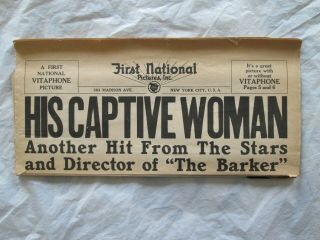His Captive Woman (first National Pictures,  1929) Vintage Pressbook Milton Sills